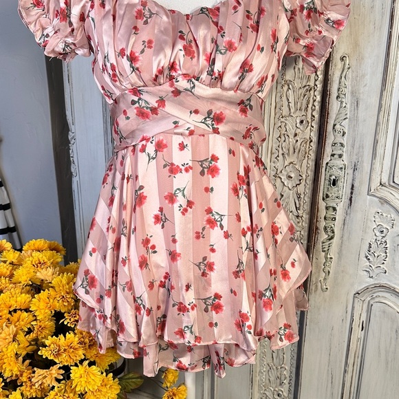 CELLECCI Babydoll Floral Pink Ruffled Dress/Romper - Picture 3 of 12